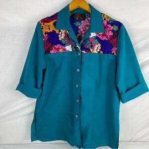 VTG Mr Max western turquoise button down short sleeve with free western purse